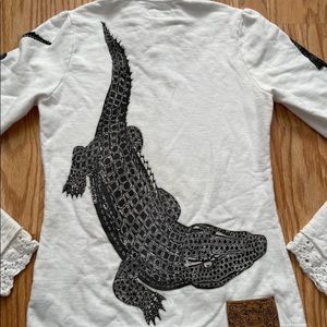 Lauren Moshi Alligator Crochet Hoodie Size Small